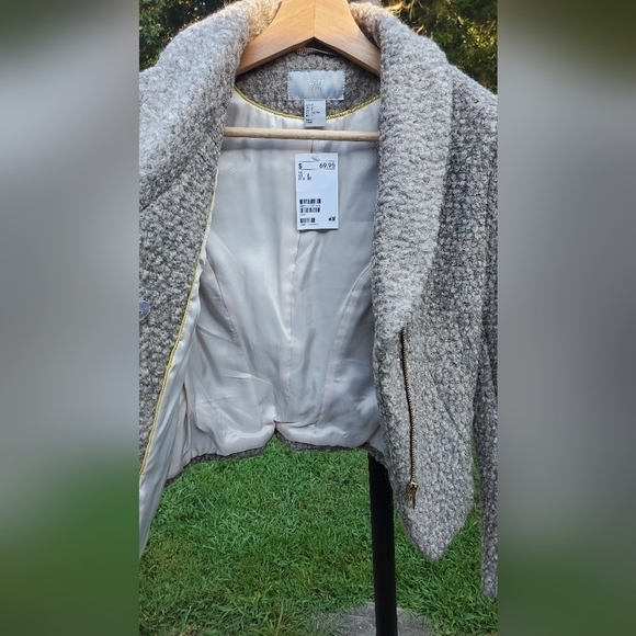 Wool blend H&M waist dressy length women's jacket Size 2 - Picture 5 of 11